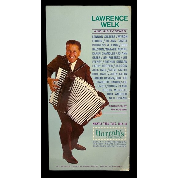 1967 Lawrence Welk and His TV Stars at Harrahs Lake Tahoe Casino Hotel Postcard - Picture 1 of 4